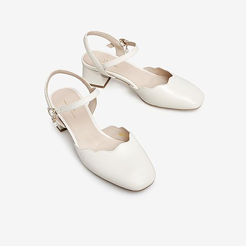 Tata/他她2021夏专柜同款花瓣包头后空凉鞋百搭女凉鞋W6W01BH1