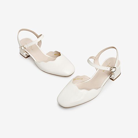 Tata/他她2021夏专柜同款花瓣包头后空凉鞋百搭女凉鞋W6W01BH1