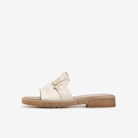 Tata他她2021夏商场同款甜美珍珠时尚舒适拖鞋Y5H01BT1