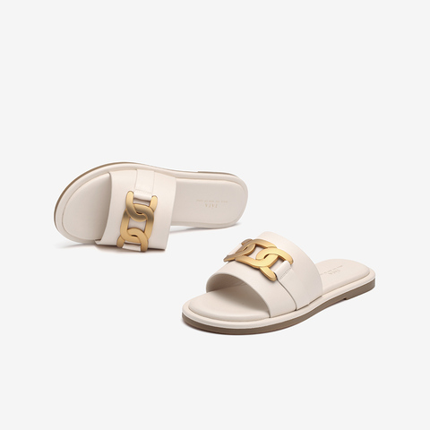 Tata/他她2021夏专柜同款舒适低跟一字拖休闲女鞋新款W9T01BT1