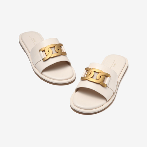 Tata/他她2021夏专柜同款舒适低跟一字拖休闲女鞋新款W9T01BT1