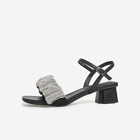 Tata/他她2021夏一字带新款时尚凉鞋仙女风女鞋新款XNI04BL1