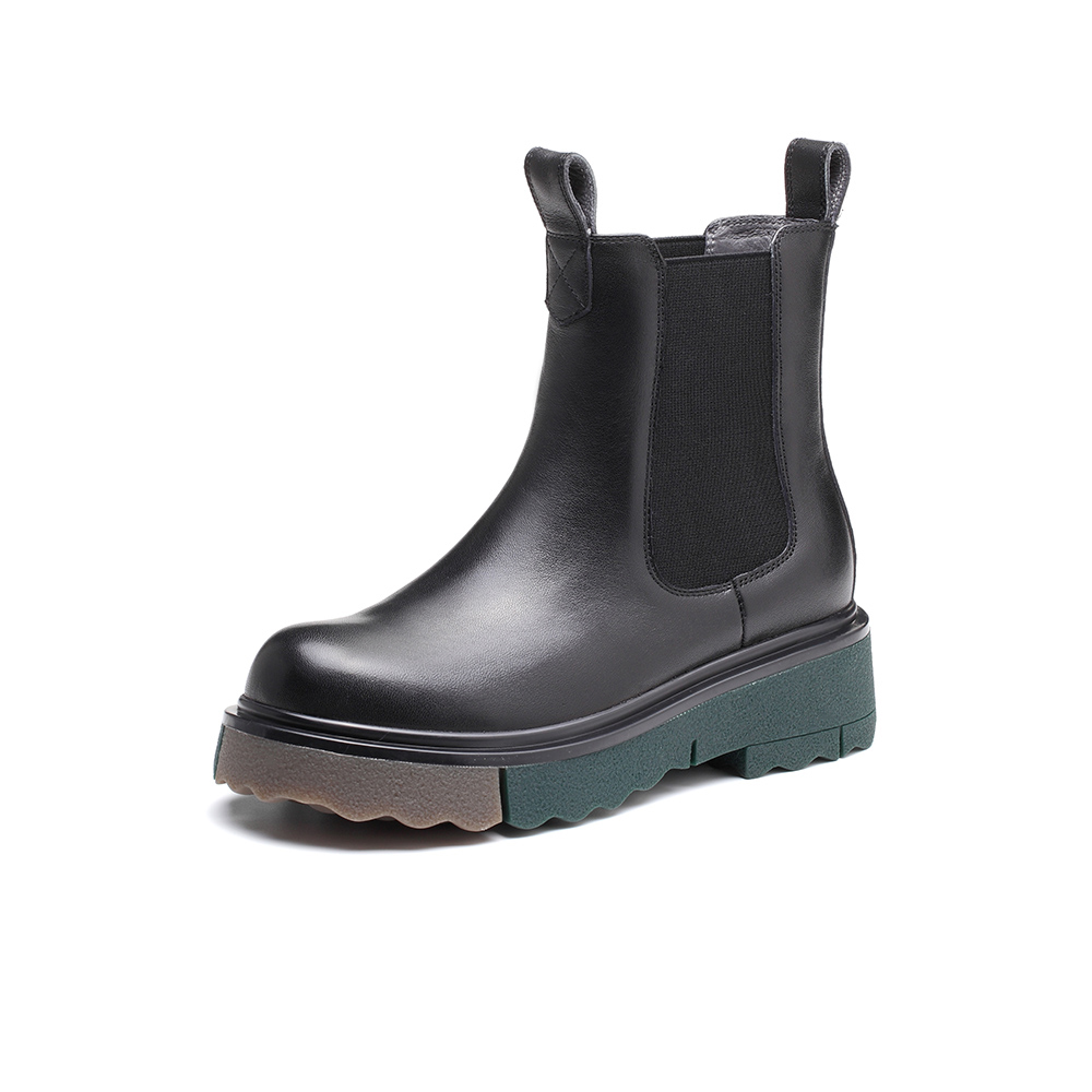 Tata/他她2021冬商场同款时尚厚底休闲切尔西靴百搭女靴新WFD02DZ1