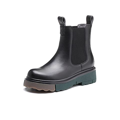 Tata/他她2021冬商场同款时尚厚底休闲切尔西靴百搭女靴新WFD02DZ1