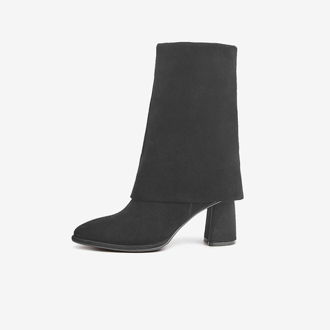 Tata/他她2021冬时尚高跟时装靴百搭通勤尖头女靴新款6HM01DS1