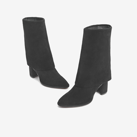 Tata/他她2021冬时尚高跟时装靴百搭通勤尖头女靴新款6HM01DS1