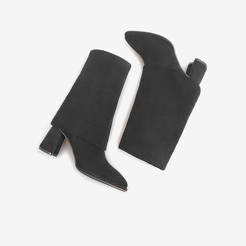 Tata/他她2021冬时尚高跟时装靴百搭通勤尖头女靴新款6HM01DS1