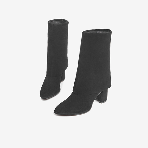 Tata/他她2021冬时尚高跟时装靴百搭通勤尖头女靴新款6HM01DS1