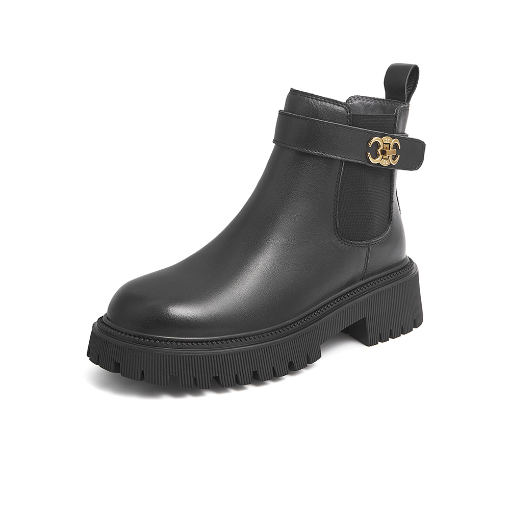 Tata/他她2021冬商场同款时尚百搭女短靴休闲切尔西靴新款YIF01DD1