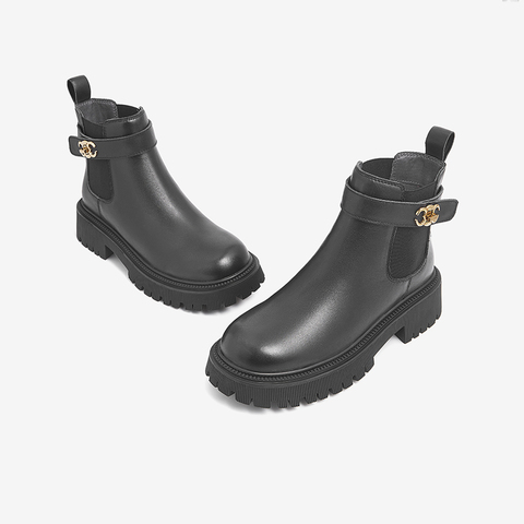 Tata/他她2021冬商场同款时尚百搭女短靴休闲切尔西靴新款YIF01DD1