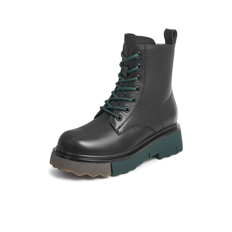 Tata/他她2021冬商场同款时尚方跟马丁靴休闲女靴新款WFD01DZ1