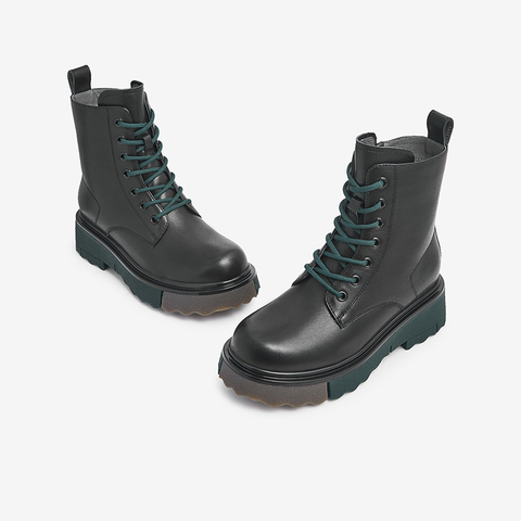 Tata/他她2021冬商场同款时尚方跟马丁靴休闲女靴新款WFD01DZ1