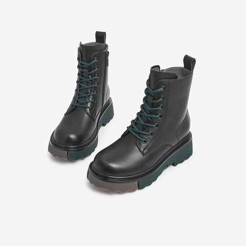 Tata/他她2021冬商场同款时尚方跟马丁靴休闲女靴新款WFD01DZ1