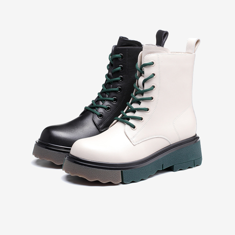 Tata/他她2021冬商场同款时尚方跟马丁靴休闲女靴新款WFD01DZ1