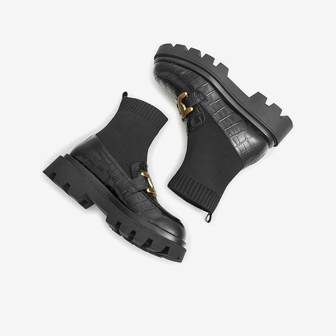 Tata/他她2021冬商场同款时尚圆头时装靴厚底女袜靴新款7FNZ6DZ1