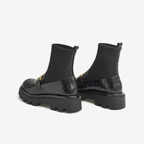 Tata/他她2021冬商场同款时尚圆头时装靴厚底女袜靴新款7FNZ6DZ1