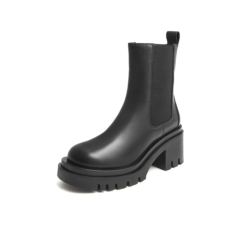 Tata/他她2021冬方跟甜酷纯色切尔西靴新款女靴GGT01DD1