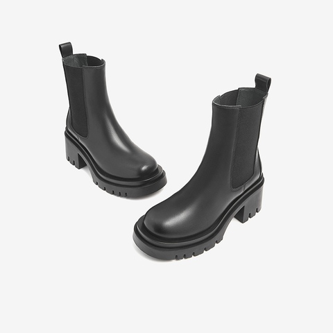 Tata/他她2021冬方跟甜酷纯色切尔西靴新款女靴GGT01DD1