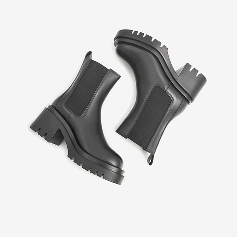 Tata/他她2021冬方跟甜酷纯色切尔西靴新款女靴GGT01DD1