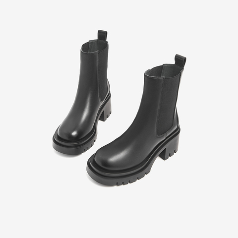 Tata/他她2021冬方跟甜酷纯色切尔西靴新款女靴GGT01DD1