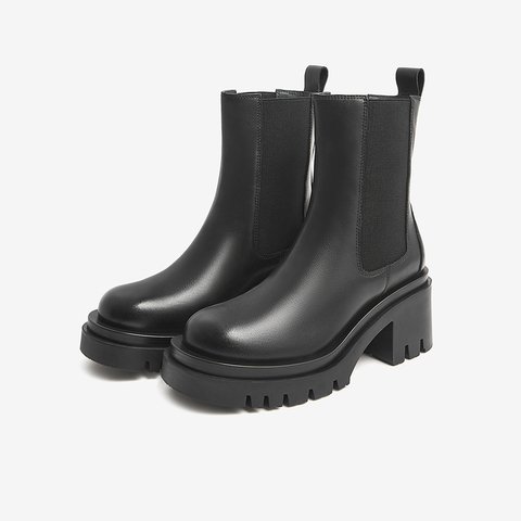 Tata/他她2021冬方跟甜酷纯色切尔西靴新款女靴GGT01DD1