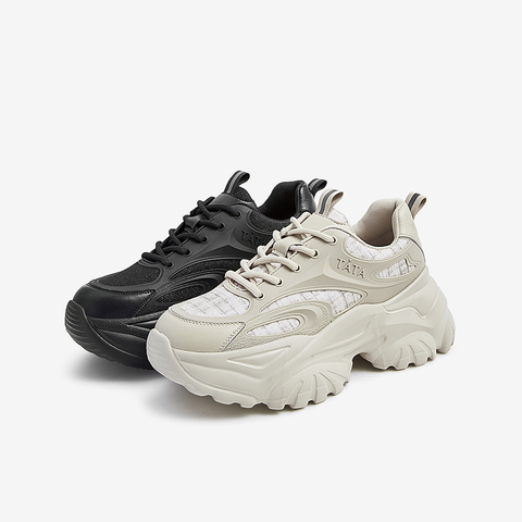 Tata/他她2022春商场同款时尚厚底拼接休闲老爹鞋女鞋新WLM03AM2