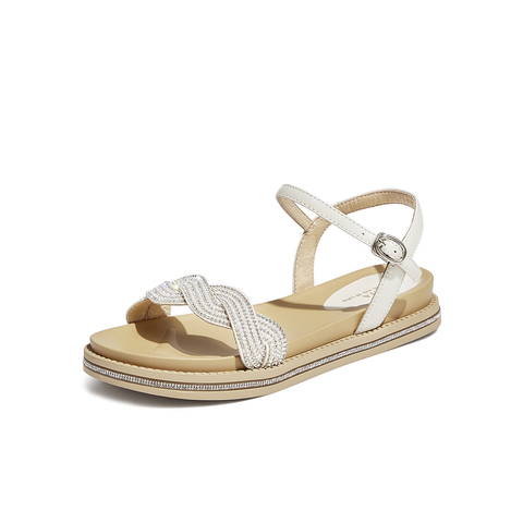 Tata/他她2022夏商场同款时尚水钻甜美百搭凉鞋新款WMZ01BL2