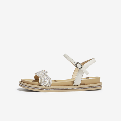 Tata/他她2022夏商场同款时尚水钻甜美百搭凉鞋新款WMZ01BL2