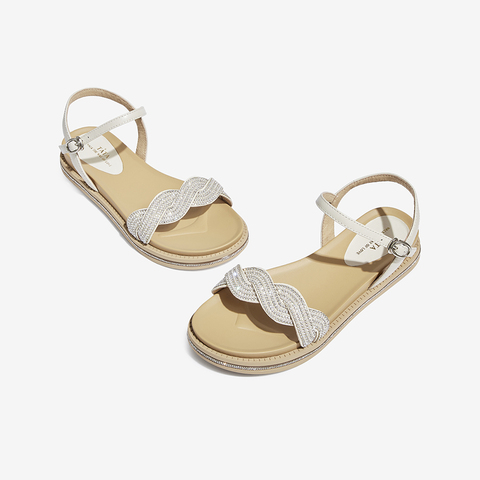 Tata/他她2022夏商场同款时尚水钻甜美百搭凉鞋新款WMZ01BL2