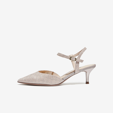 Tata/他她2022夏商场同款时尚压花尖头细跟后空凉鞋新款7RX13BH2