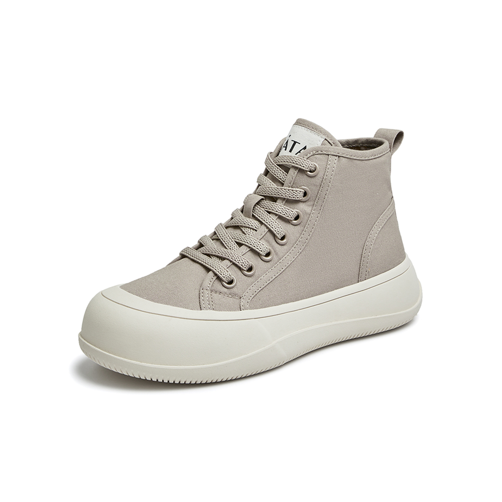 Tata/他她2022秋时尚圆头高帮帆布鞋休闲板鞋女新WSC03CM2