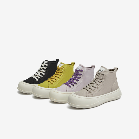 Tata/他她2022秋时尚圆头高帮帆布鞋休闲板鞋女新WSC03CM2