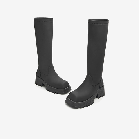 Tata/他她2022冬百搭方跟纯色长靴时装靴女新款W7LA3DG2