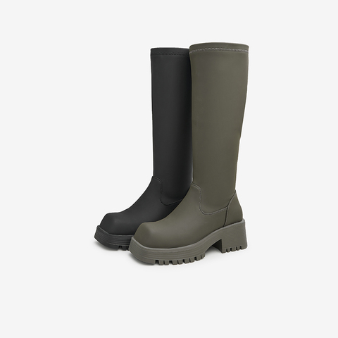 Tata/他她2022冬百搭方跟纯色长靴时装靴女新款W7LA3DG2