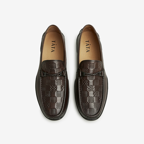 Tata/他她2023春商场同款时尚复古一脚蹬休闲皮鞋新款TCD03AM3