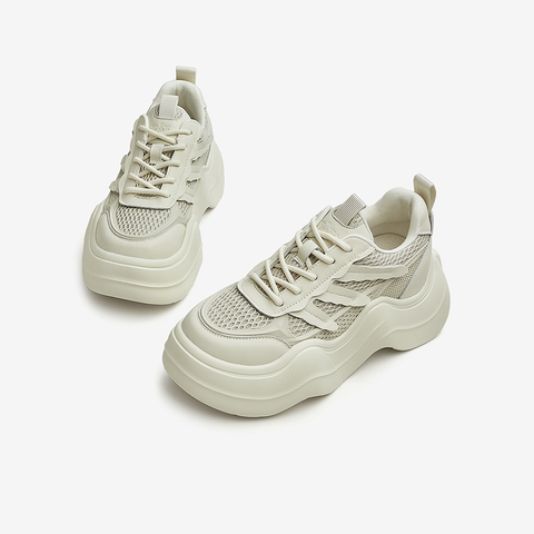 Tata/他她2023春潮流百搭系带纯色老爹鞋女新款WBLA1AM3