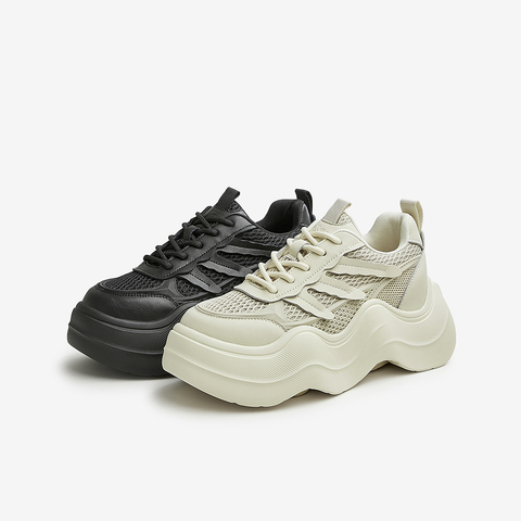 Tata/他她2023春潮流百搭系带纯色老爹鞋女新款WBLA1AM3