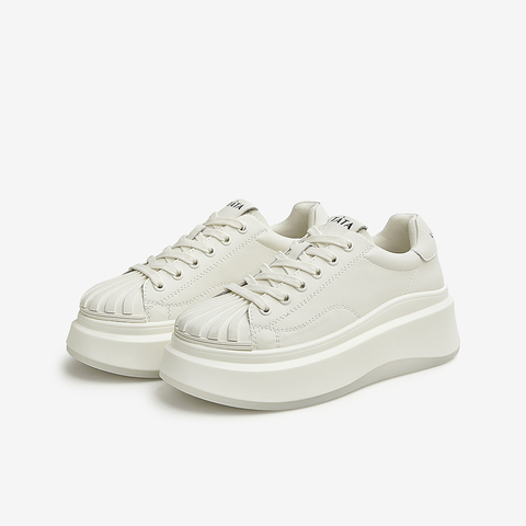 Tata/他她2023春休闲百搭厚底系带小白鞋女新款WCJA1AM3