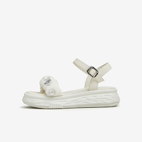 Tata/他她2023夏商场同款时尚潮流闪钻休闲凉鞋女新款YBJ01BL3