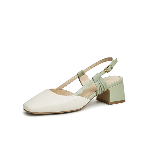 Tata/他她2023夏商场同款时尚百搭简约拼接后空凉鞋新WDJ01BH3