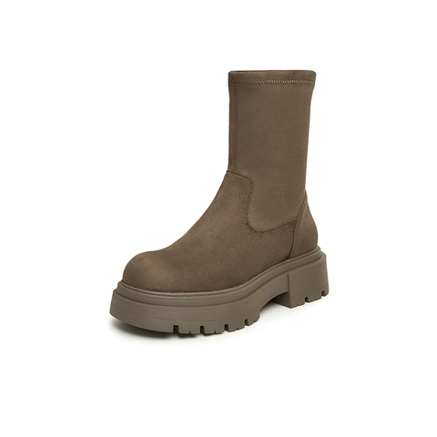 Tata/他她2023冬时尚大方潮流百搭厚底圆头弹力靴女新款WD801DZ3