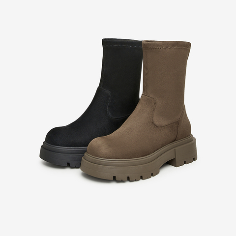 Tata/他她2023冬时尚大方潮流百搭厚底圆头弹力靴女新款WD801DZ3