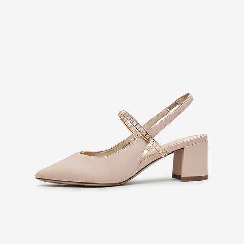 Tata/他她2023夏尖头方跟优雅百搭后空单鞋新款7RZ02BH3