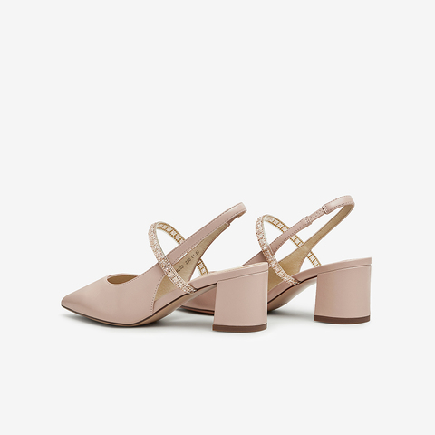 Tata/他她2023夏尖头方跟优雅百搭后空单鞋新款7RZ02BH3