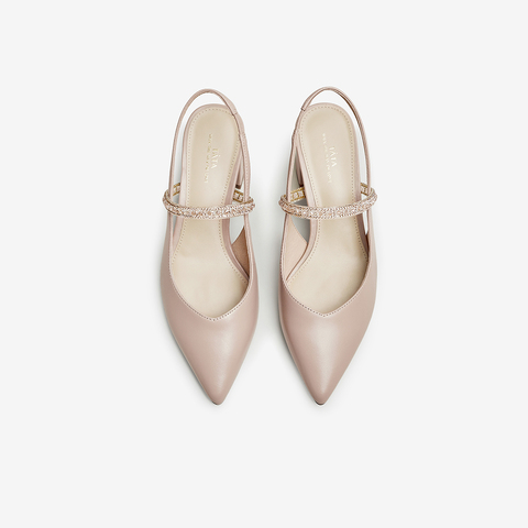 Tata/他她2023夏尖头方跟优雅百搭后空单鞋新款7RZ02BH3