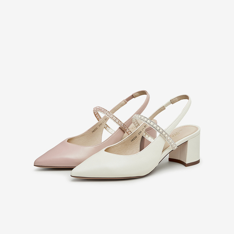 Tata/他她2023夏尖头方跟优雅百搭后空单鞋新款7RZ02BH3