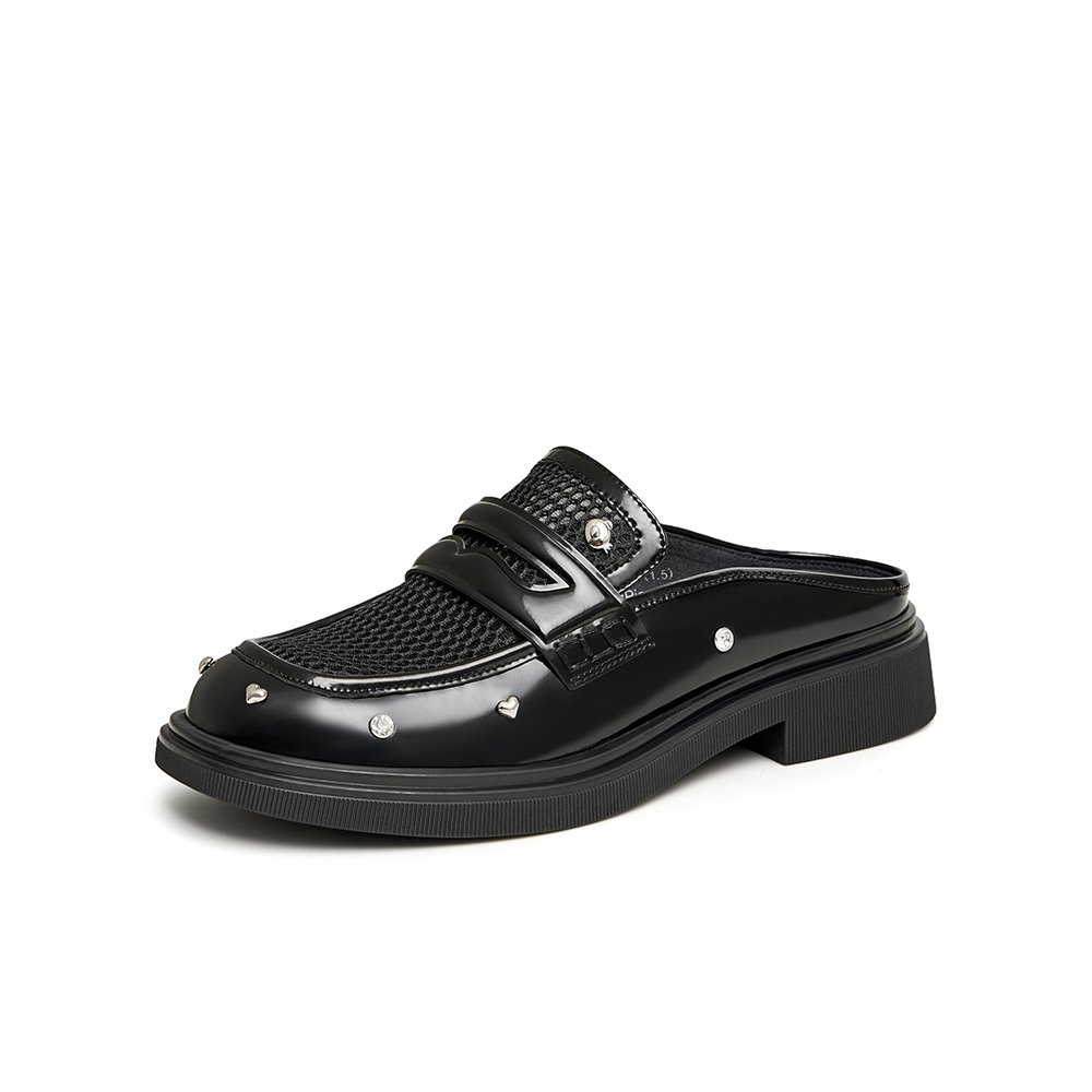 Tata/他她2023夏商场同款时尚百搭简约包头拖鞋女鞋新7TD04BH3