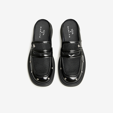 Tata/他她2023夏商场同款时尚百搭简约包头拖鞋女鞋新7TD04BH3