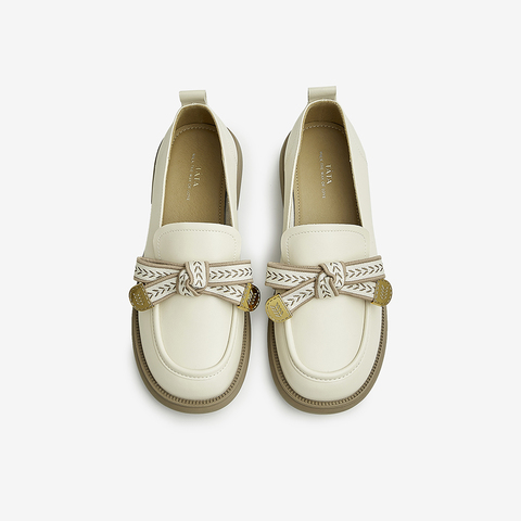 Tata/他她2023春商场同款时尚甜美蝴蝶结百搭乐福鞋新WCPA1AA3