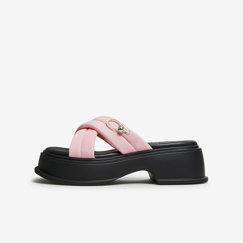 Tata/他她2023夏时尚简约百搭厚底舒适拖鞋女新款YAK01BT3